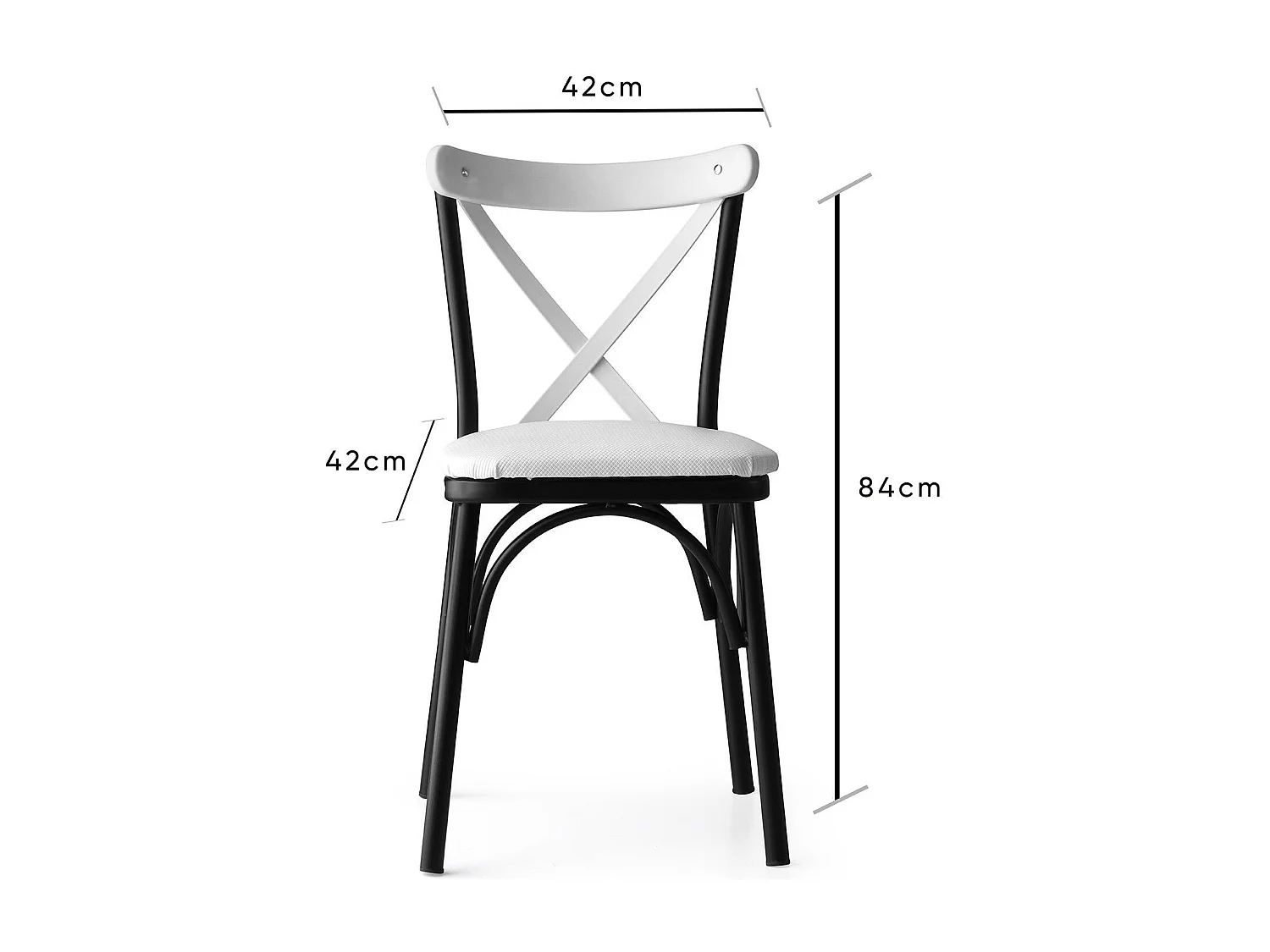 Chaise Kortal en bois et métal - Élégance rustique pour la cuisine-Couleur Blanc-Pack de 4