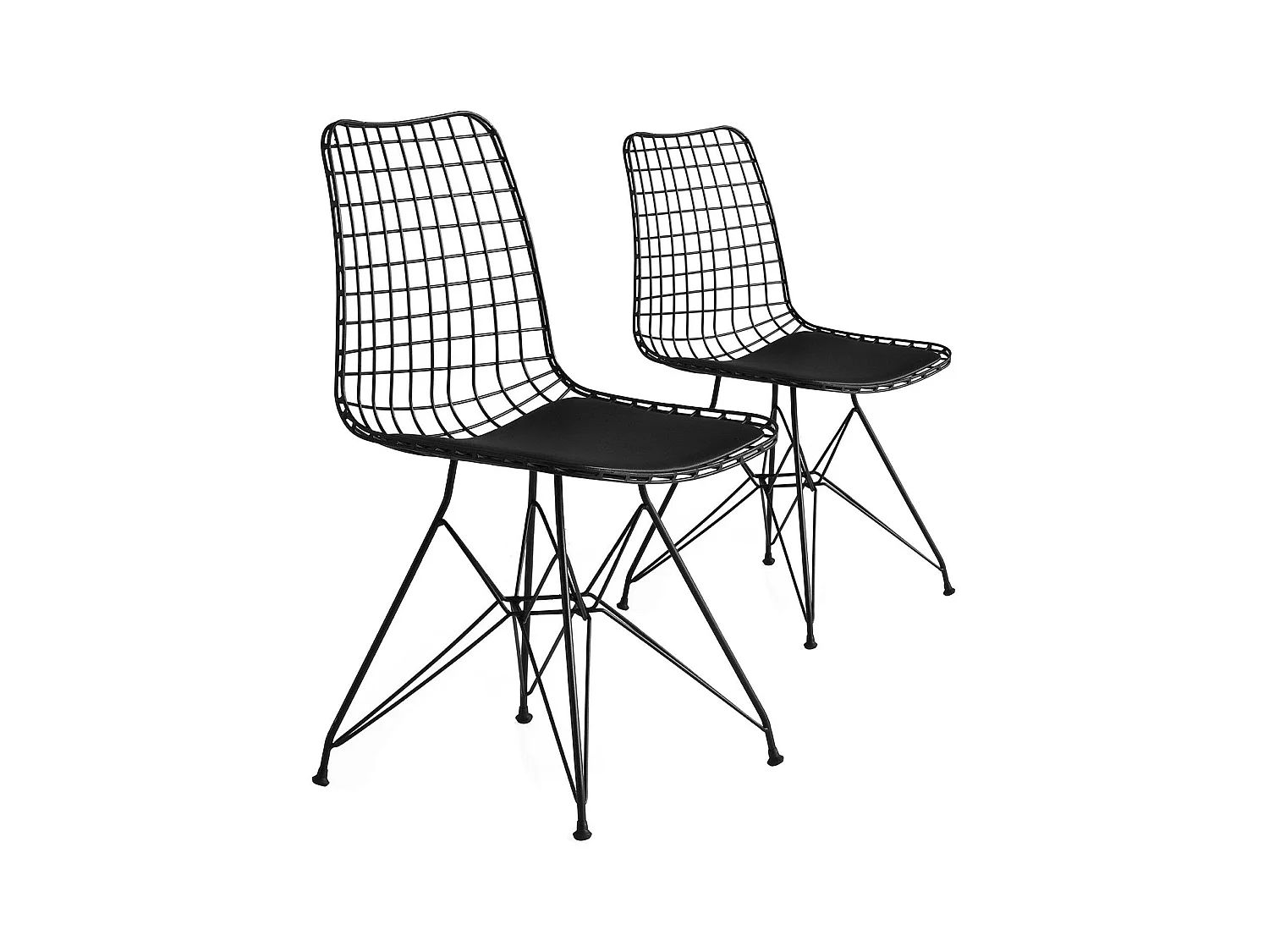 Lot de 2 chaises modernes Arkitek Métal et Cuir de vachette Noir