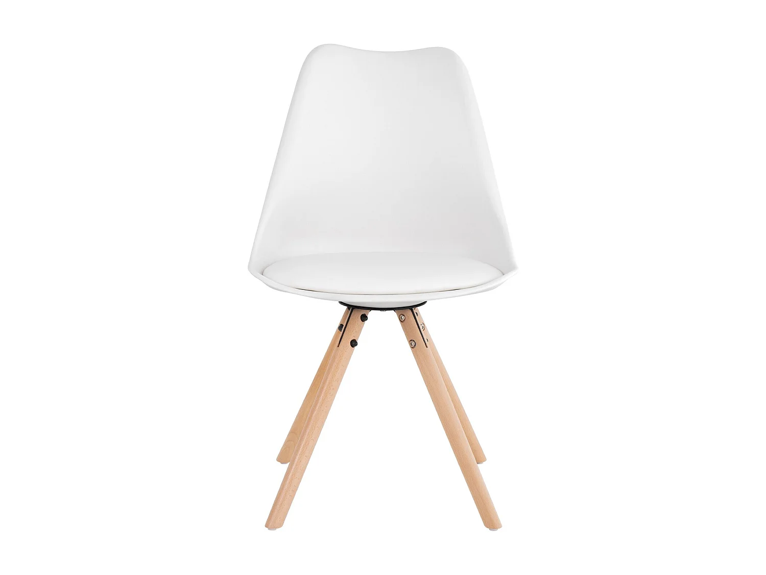 Chaise scandinave blanche assise coussin simili cuir Norda