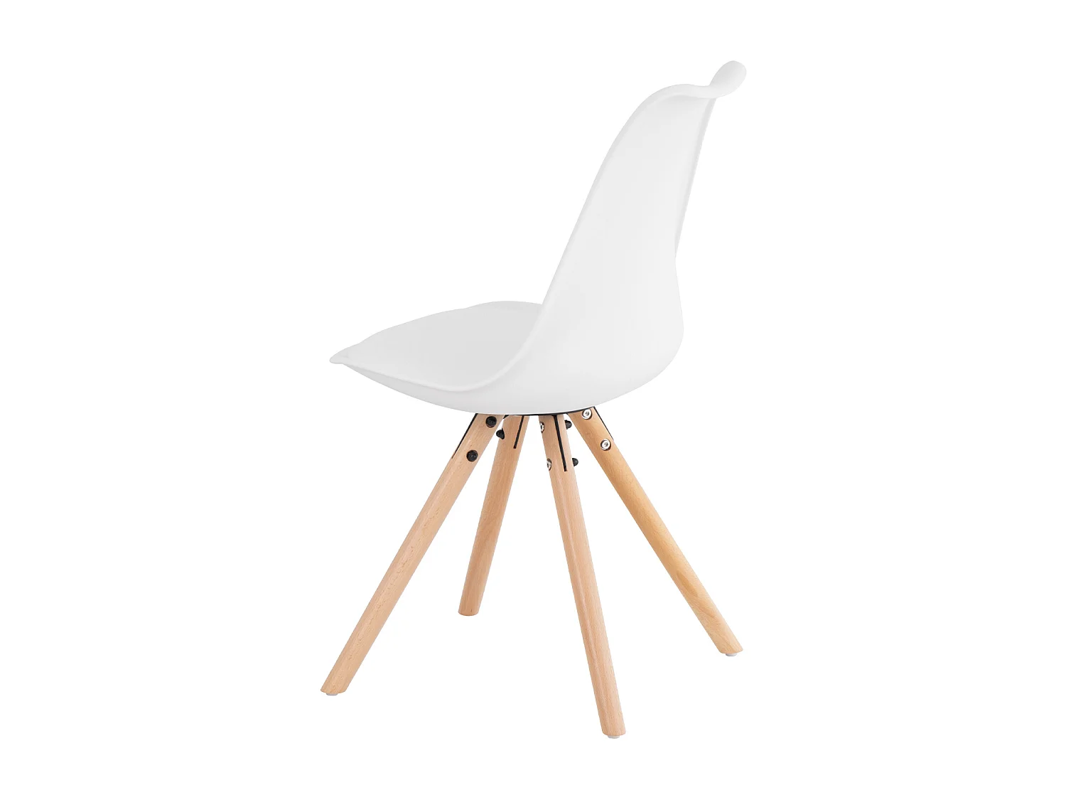 Chaise scandinave blanche assise coussin simili cuir Norda