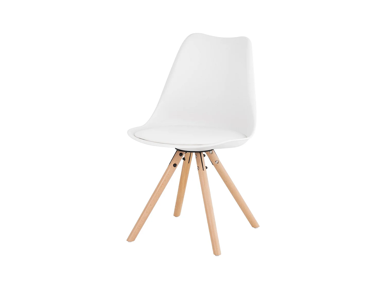 Chaise scandinave blanche assise coussin simili cuir Norda