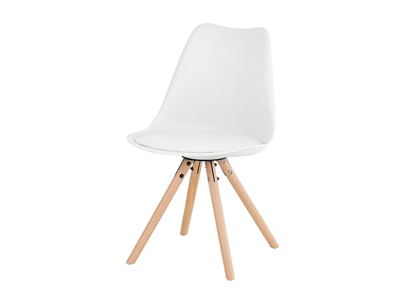 Chaise scandinave blanche assise coussin simili cuir Norda