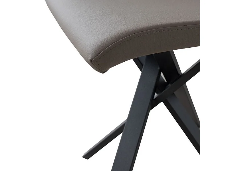 Chaise design simili cuir avec pieds entrelacés anthracite Artemis-Couleur Marron clair