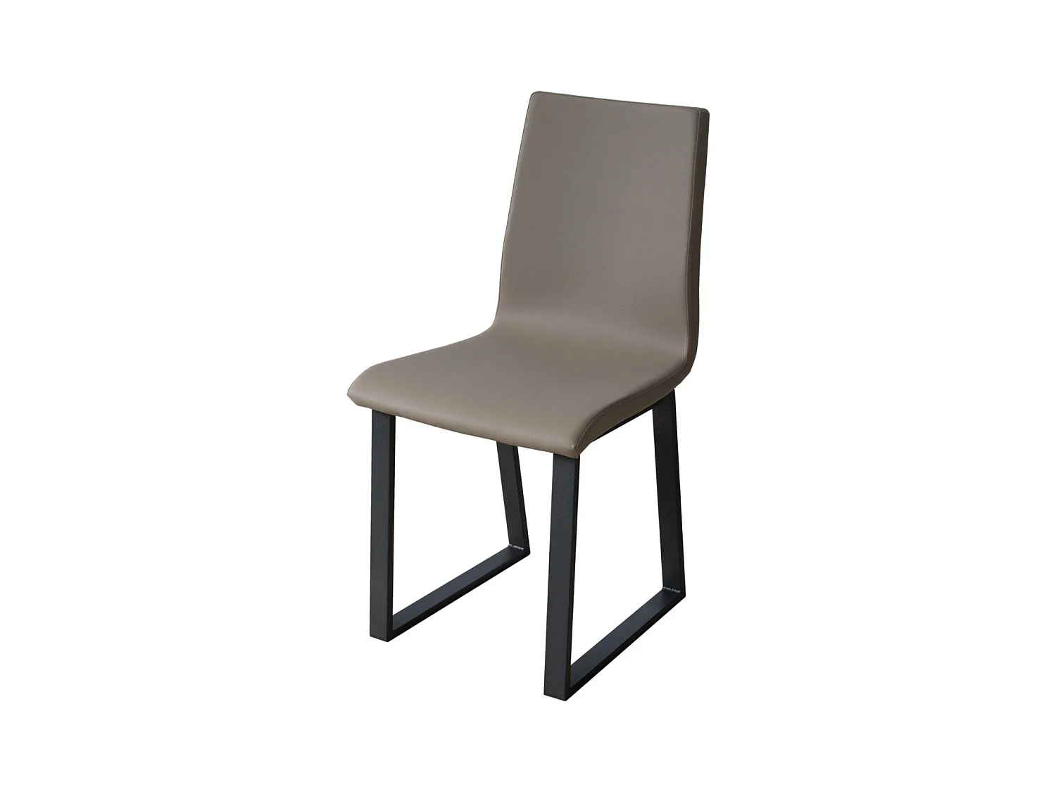 Chaise moderne simili cuir et pieds métal anthracite Tiroz-Couleur Marron clair