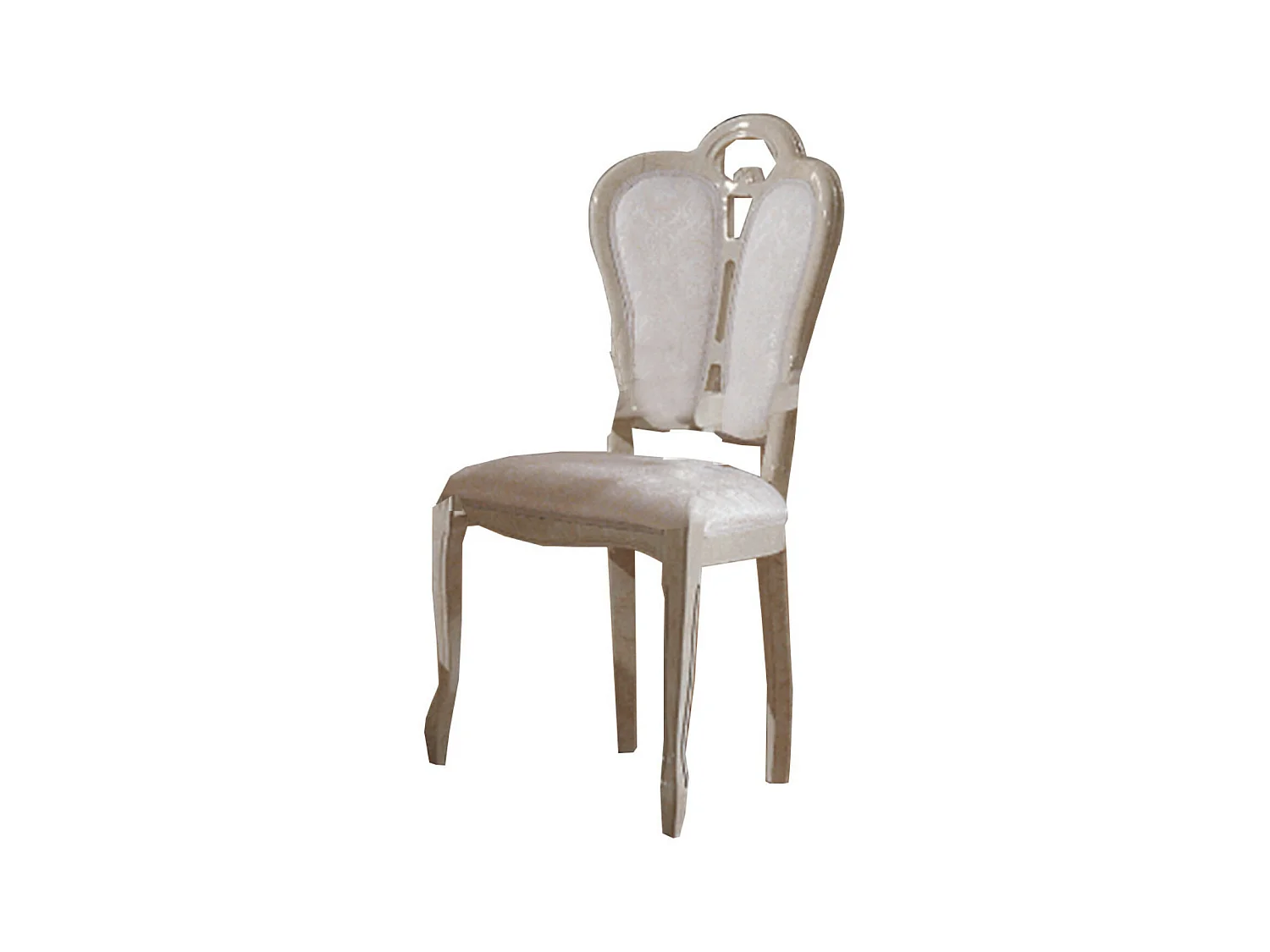 Chaise bois laqué beige et assise tissu beige clair Lesly