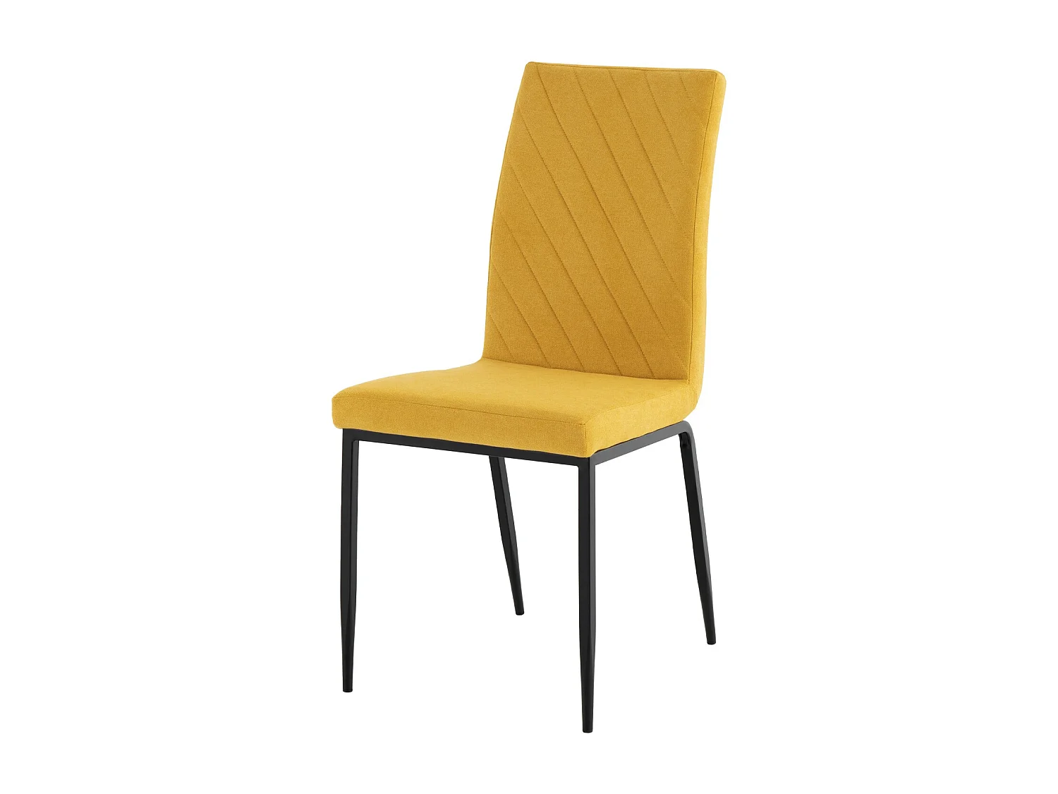 Chaise confort Teva – Tissu matelassé et pieds métal noir pour intérieur moderne-Couleur Jaune moutarde