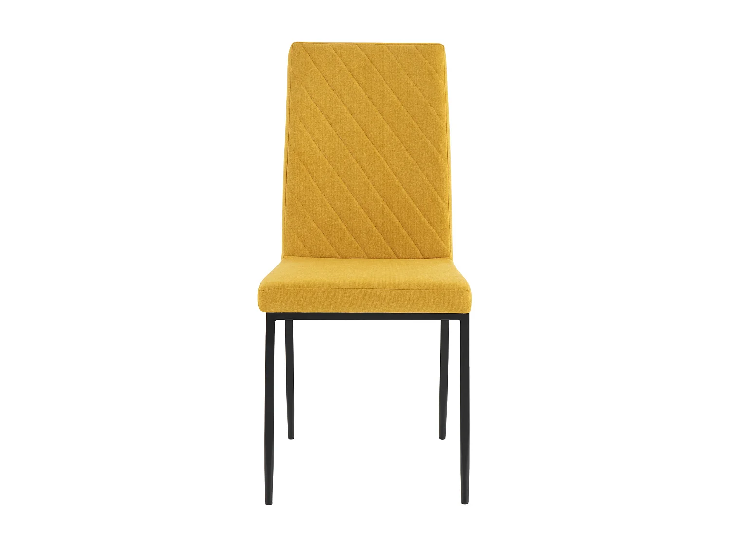 Chaise confort Teva – Tissu matelassé et pieds métal noir pour intérieur moderne-Couleur Jaune moutarde