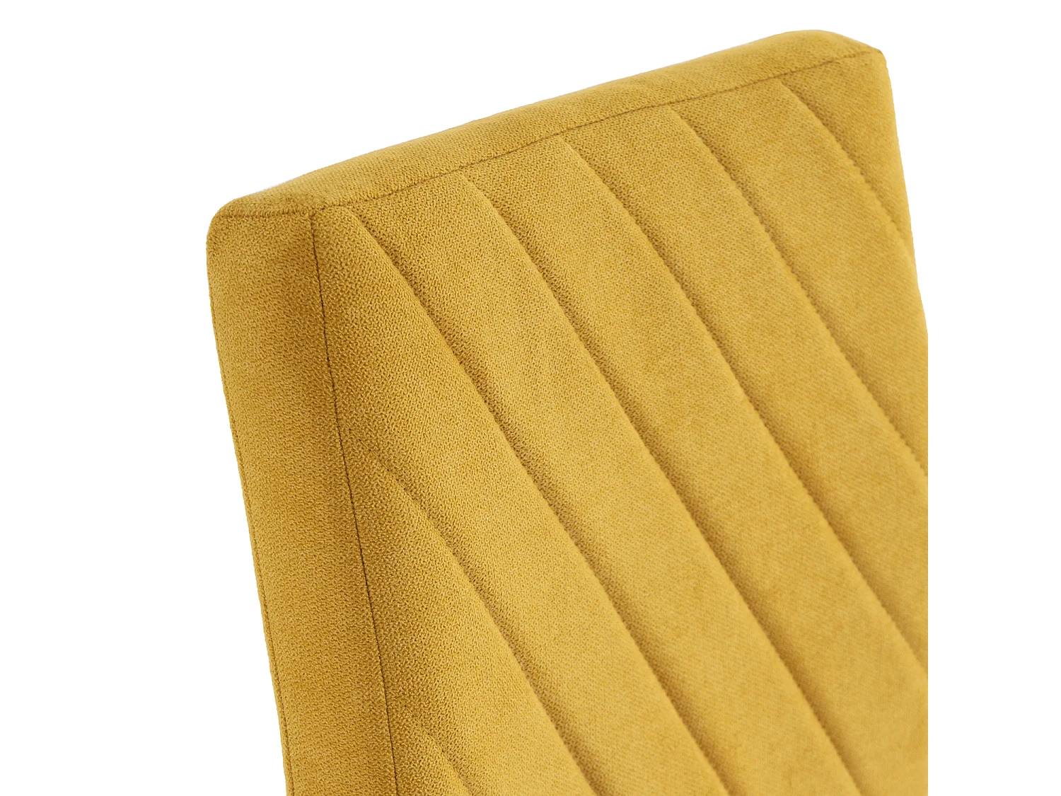 Chaise confort Teva – Tissu matelassé et pieds métal noir pour intérieur moderne-Couleur Jaune moutarde