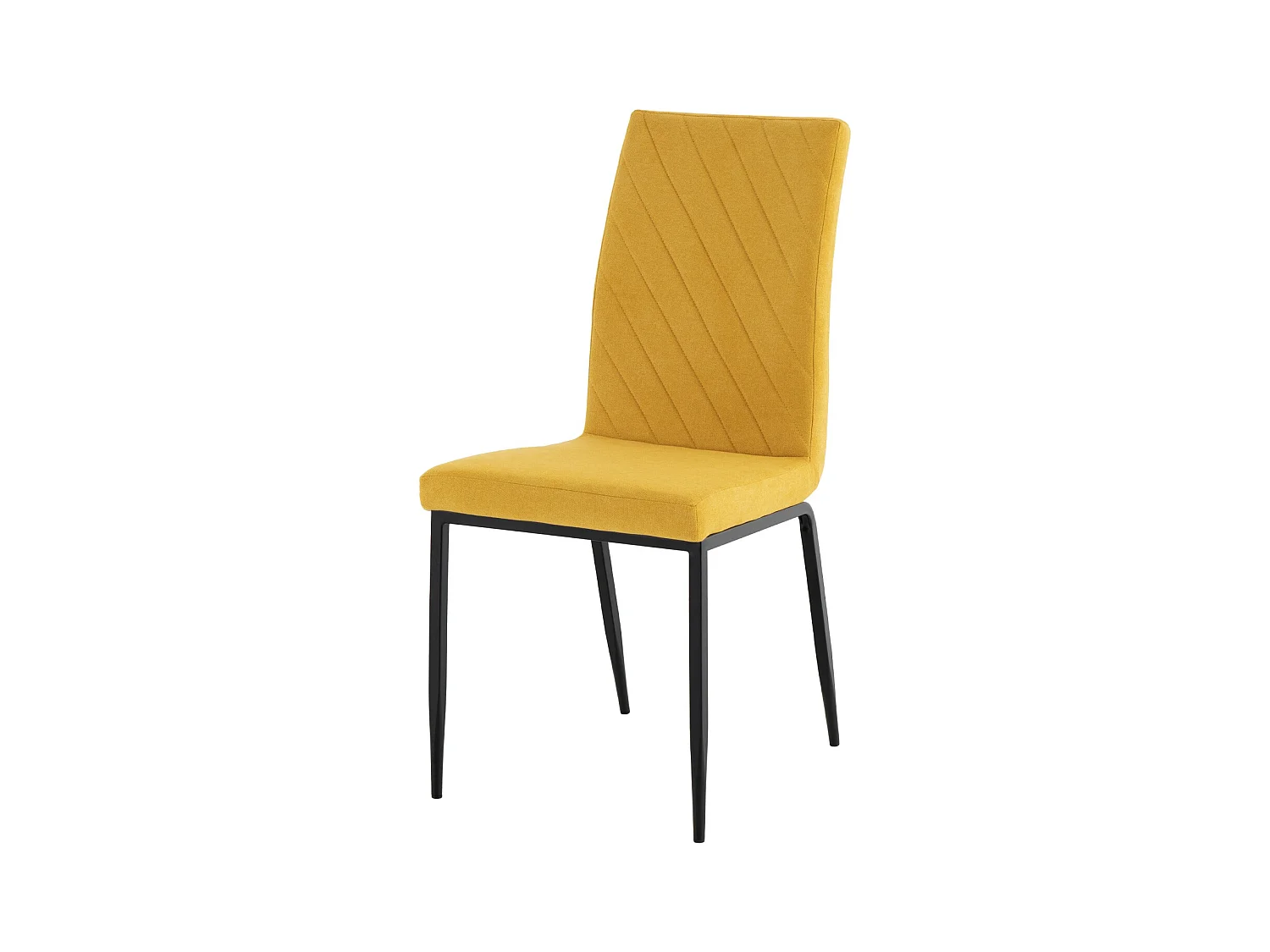 Chaise confort Teva – Tissu matelassé et pieds métal noir pour intérieur moderne-Couleur Jaune moutarde