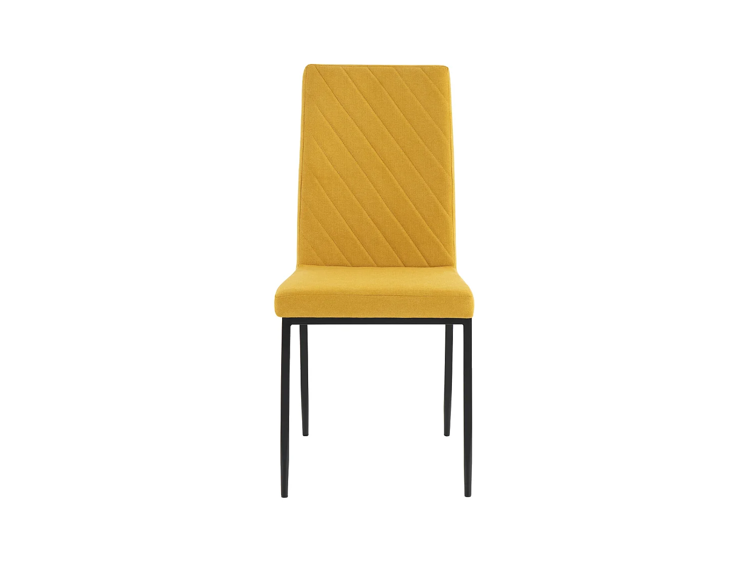 Chaise confort Teva – Tissu matelassé et pieds métal noir pour intérieur moderne-Couleur Jaune moutarde