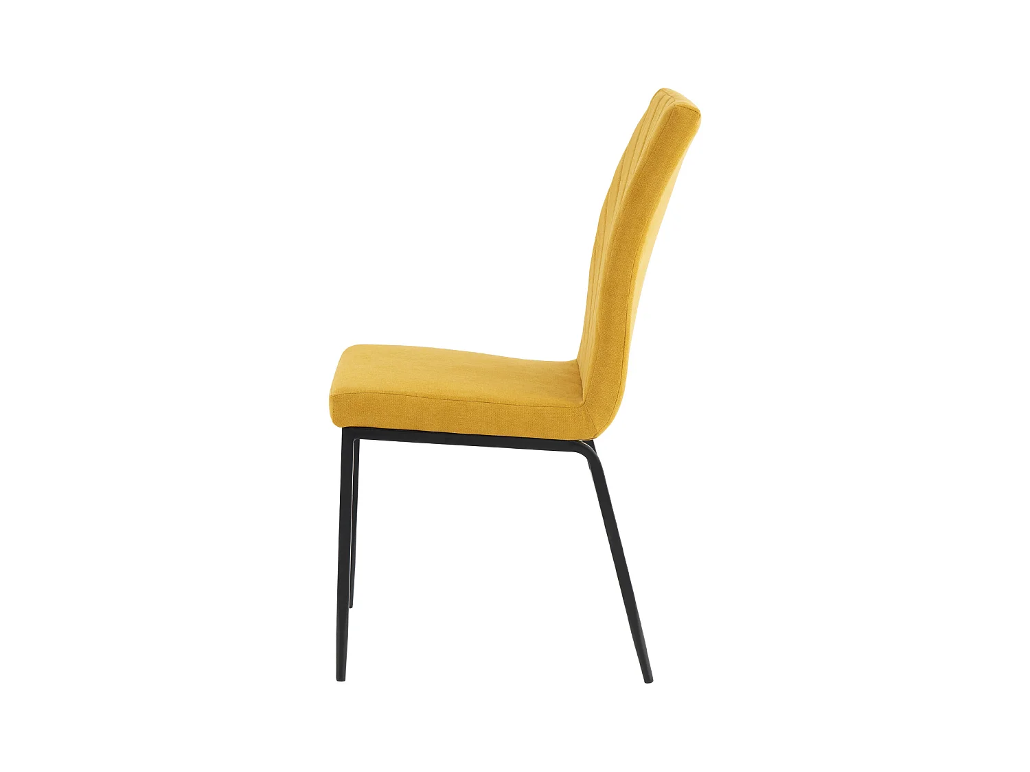 Chaise confort Teva – Tissu matelassé et pieds métal noir pour intérieur moderne-Couleur Jaune moutarde
