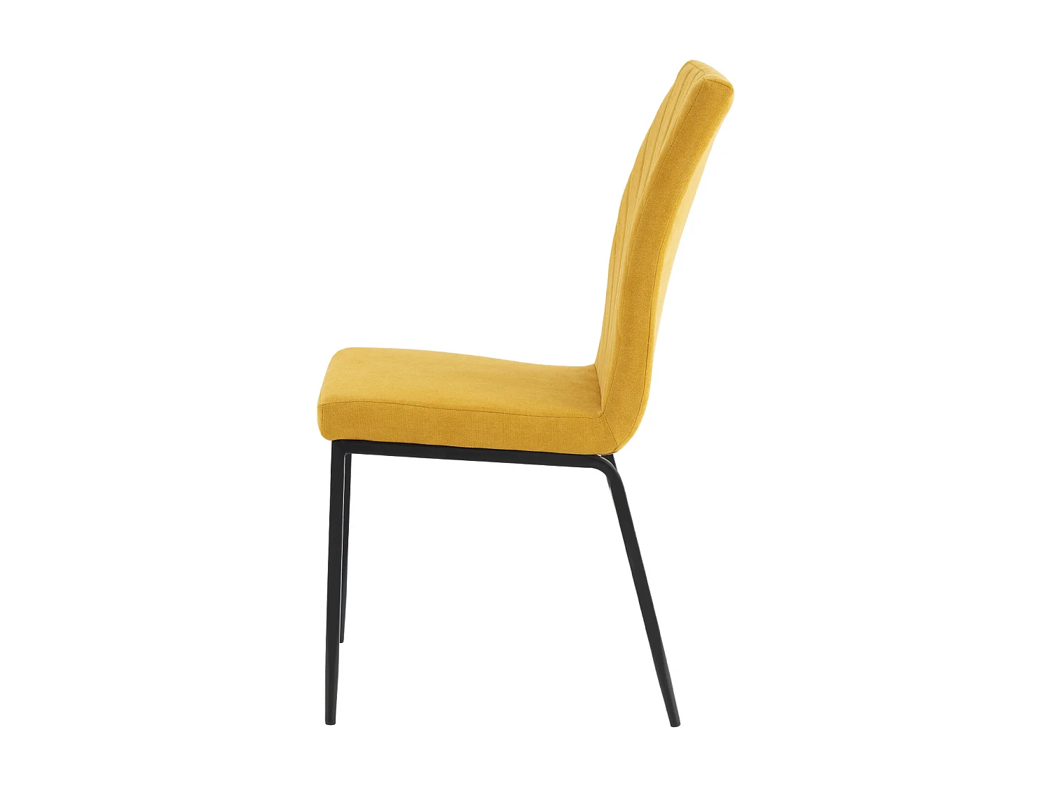 Chaise confort Teva – Tissu matelassé et pieds métal noir pour intérieur moderne-Couleur Jaune moutarde