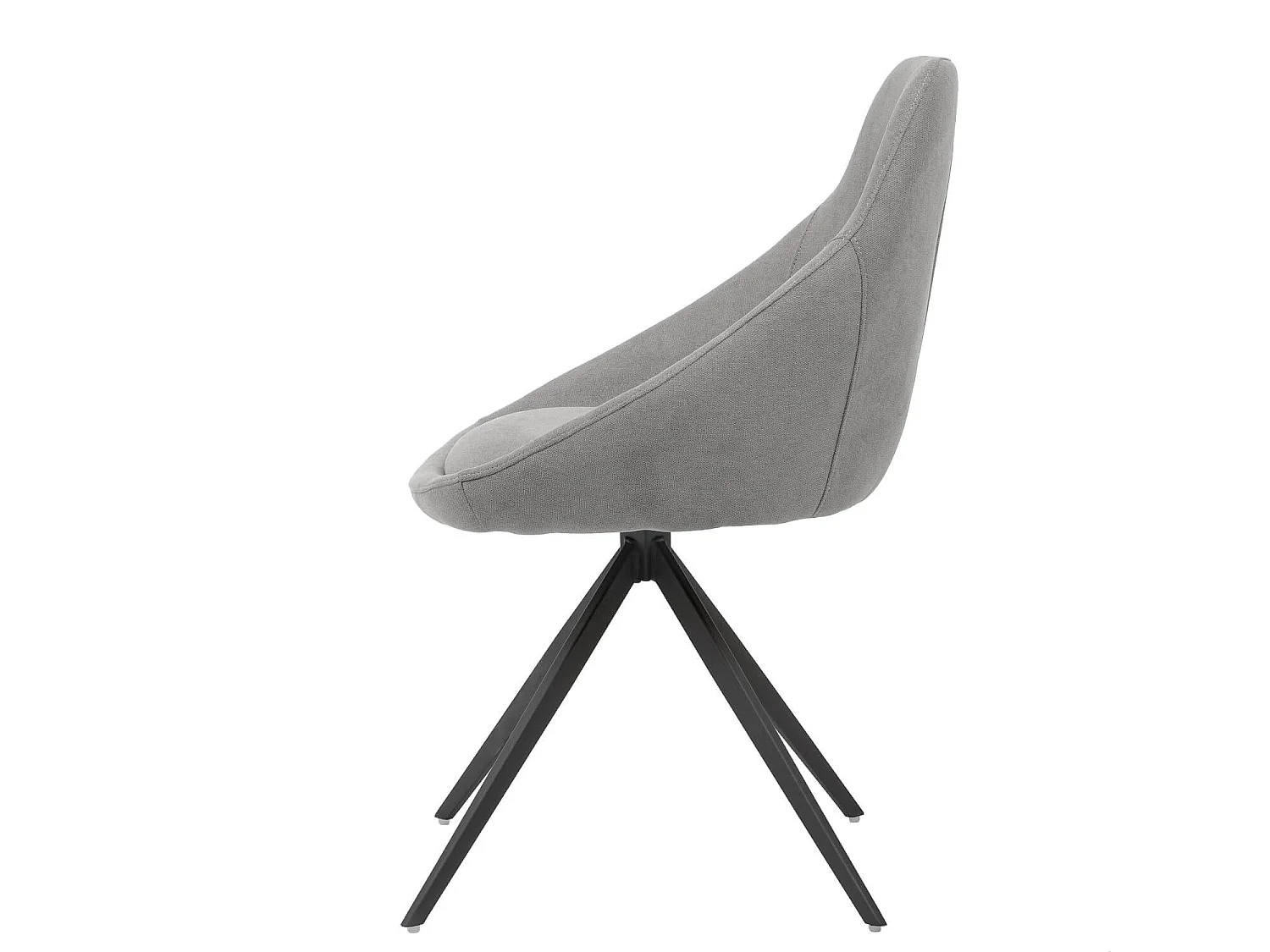 Chaise pivotante à 180º avec accoudoirs tissu gris clair et pieds métal noir Kalo