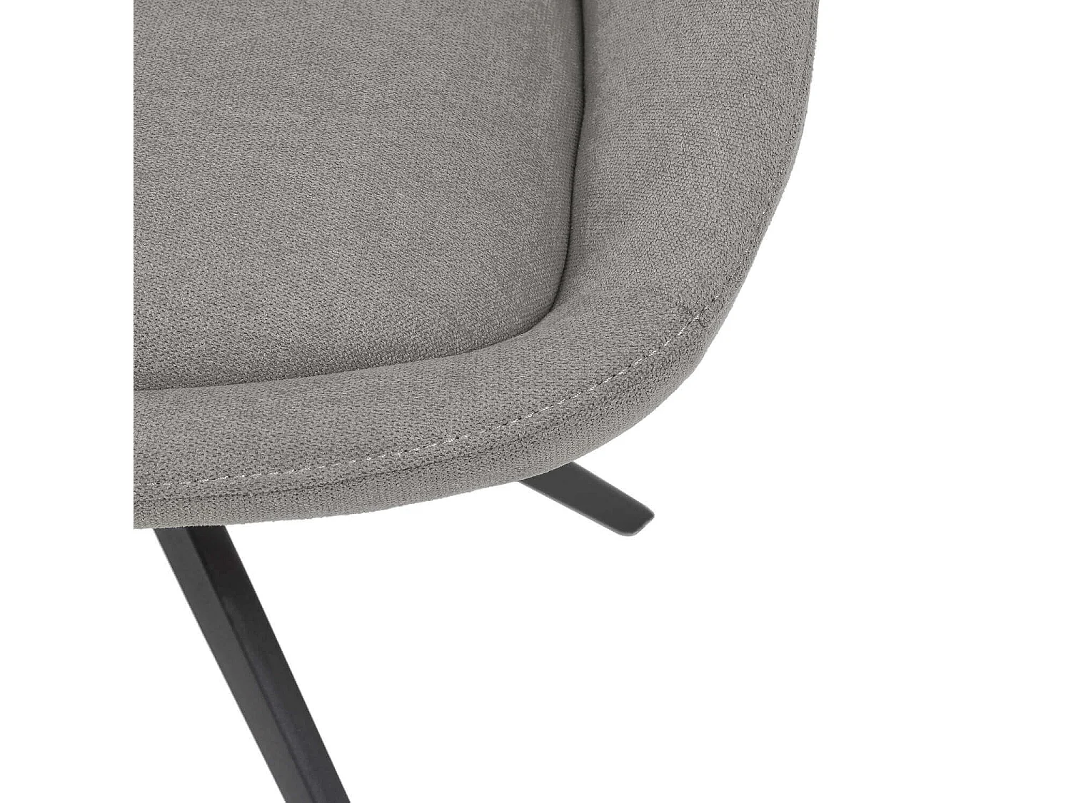 Chaise pivotante à 180º avec accoudoirs tissu gris clair et pieds métal noir Kalo