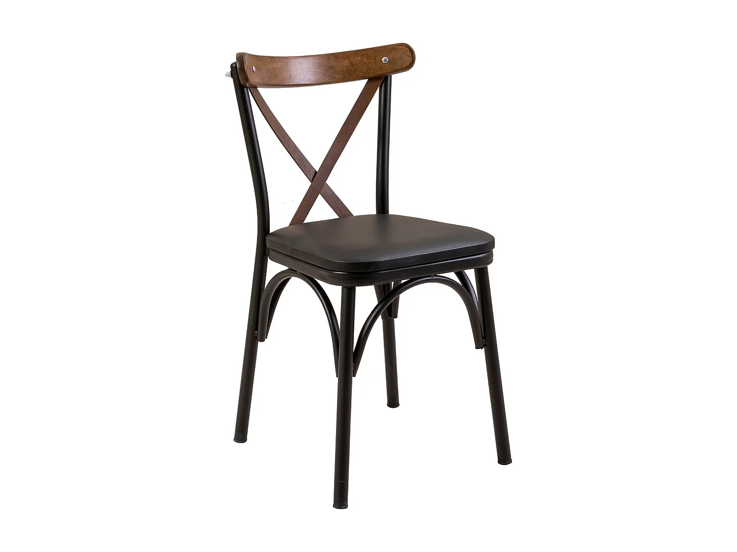 Chaise Kortal en bois et métal - Élégance rustique pour la cuisine-Couleur Marron-Pack Unité