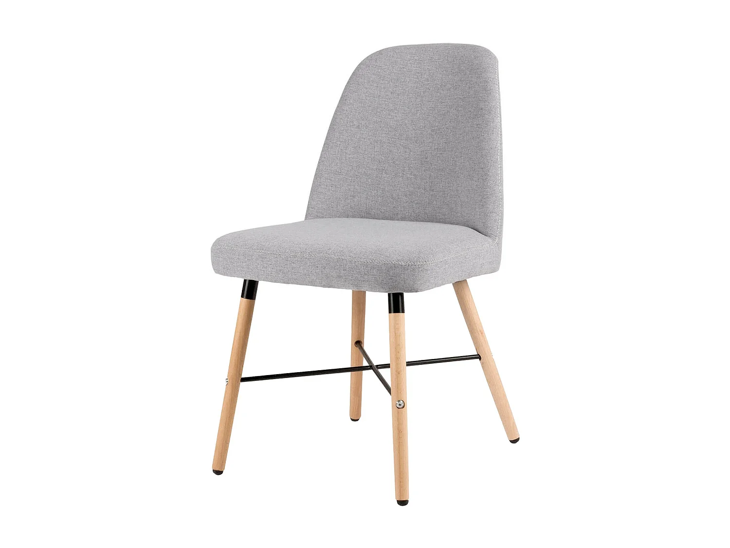 Chaise style scandinave en bois de hêtre et tissu Otrika-Couleur Gris clair