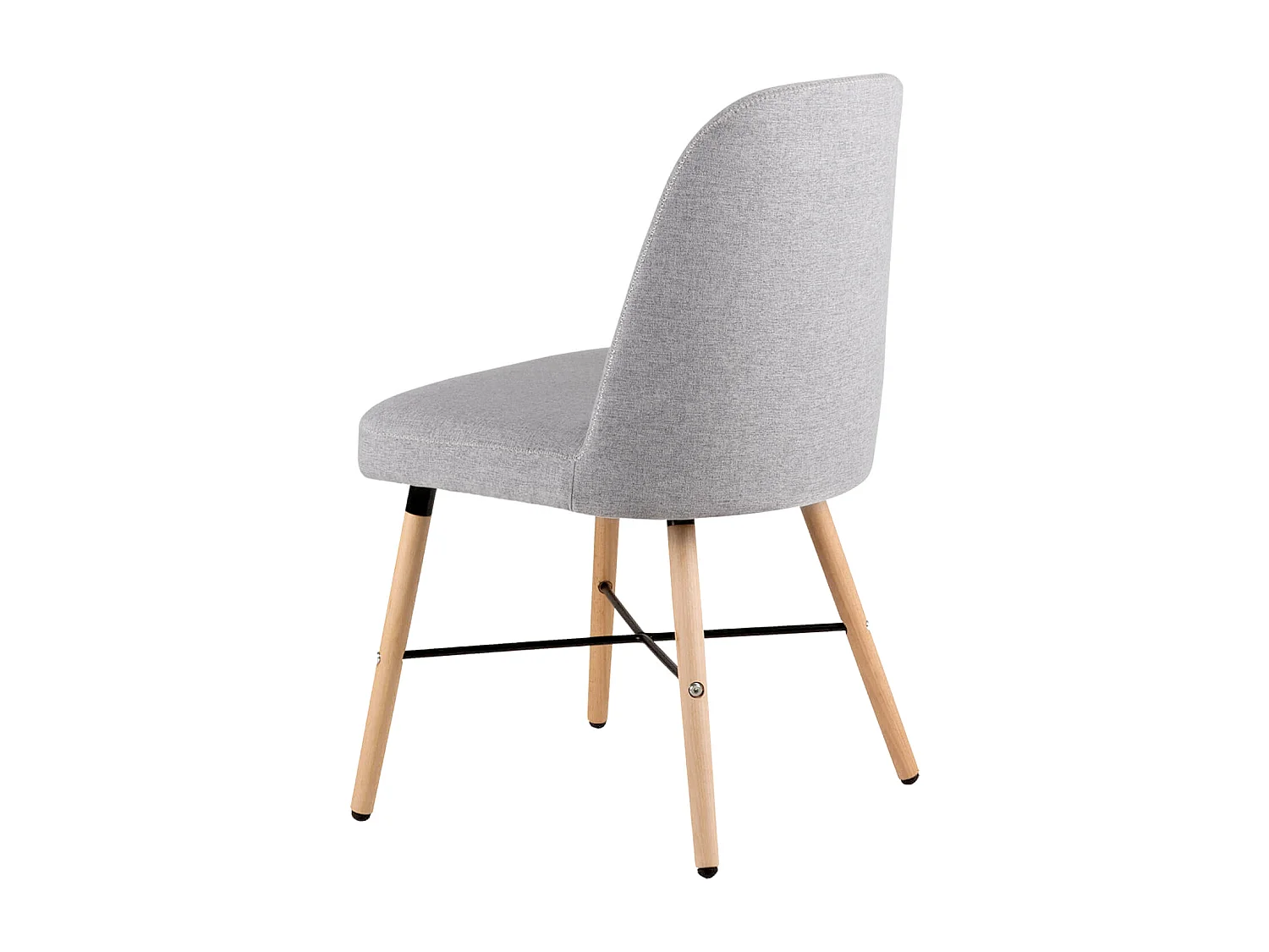 Chaise style scandinave en bois de hêtre et tissu Otrika-Couleur Gris clair