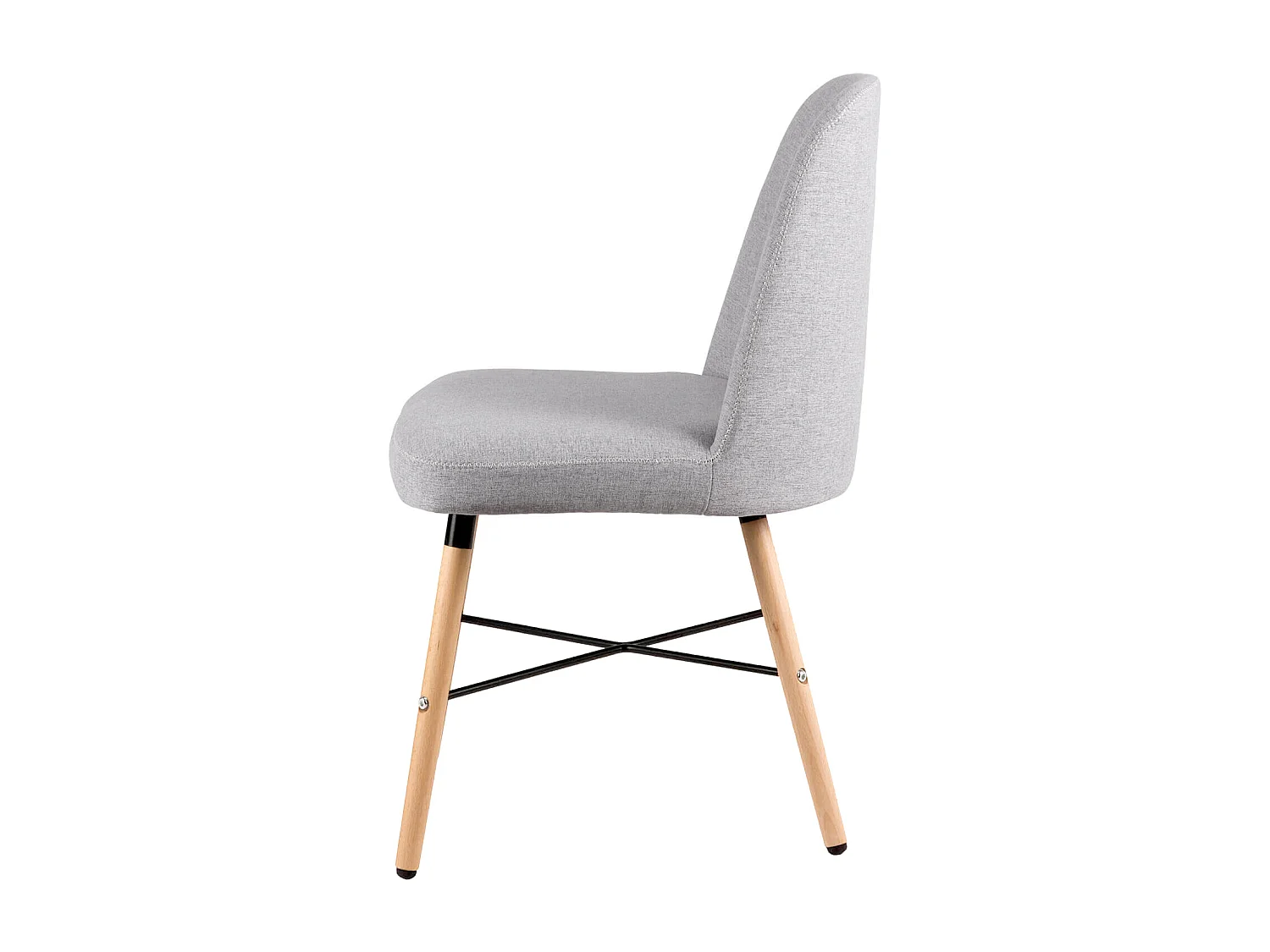 Chaise style scandinave en bois de hêtre et tissu Otrika-Couleur Gris clair