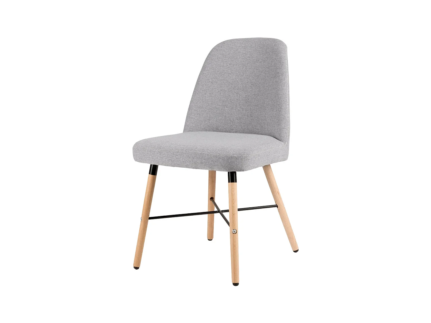 Chaise style scandinave en bois de hêtre et tissu Otrika-Couleur Gris clair