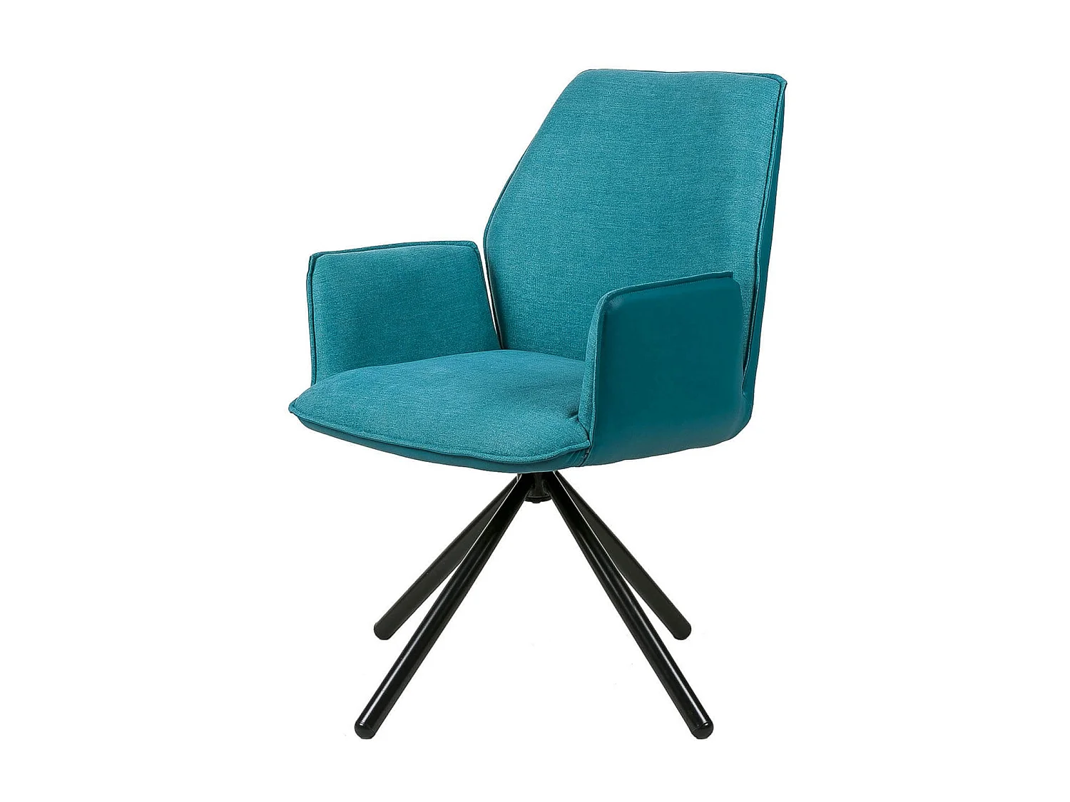 Chaise pivotante à 360º avec accoudoirs tissu bleu et pieds métal noir Larko