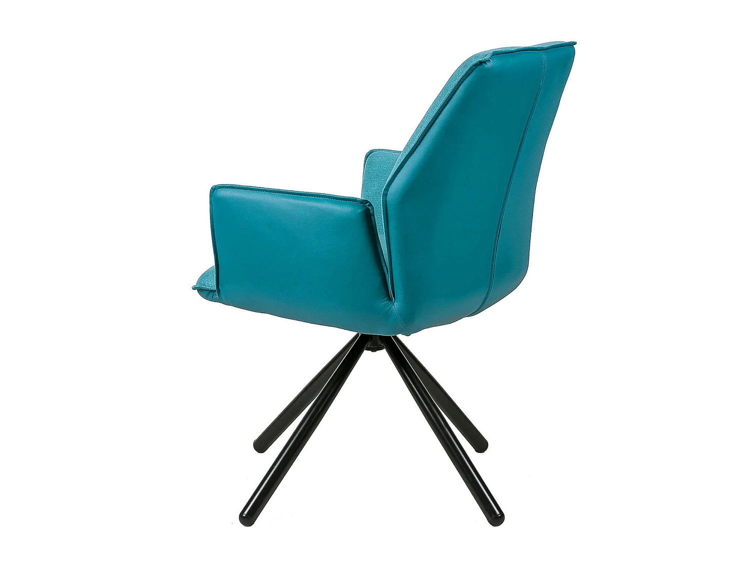 Chaise pivotante à 360º avec accoudoirs tissu bleu et pieds métal noir Larko