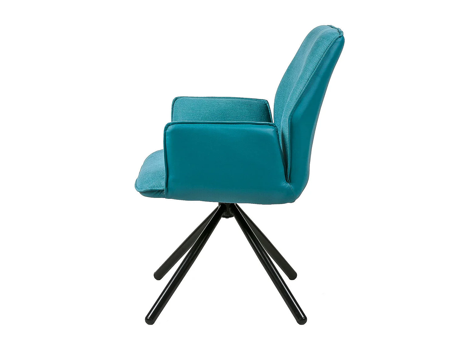 Chaise pivotante à 360º avec accoudoirs tissu bleu et pieds métal noir Larko