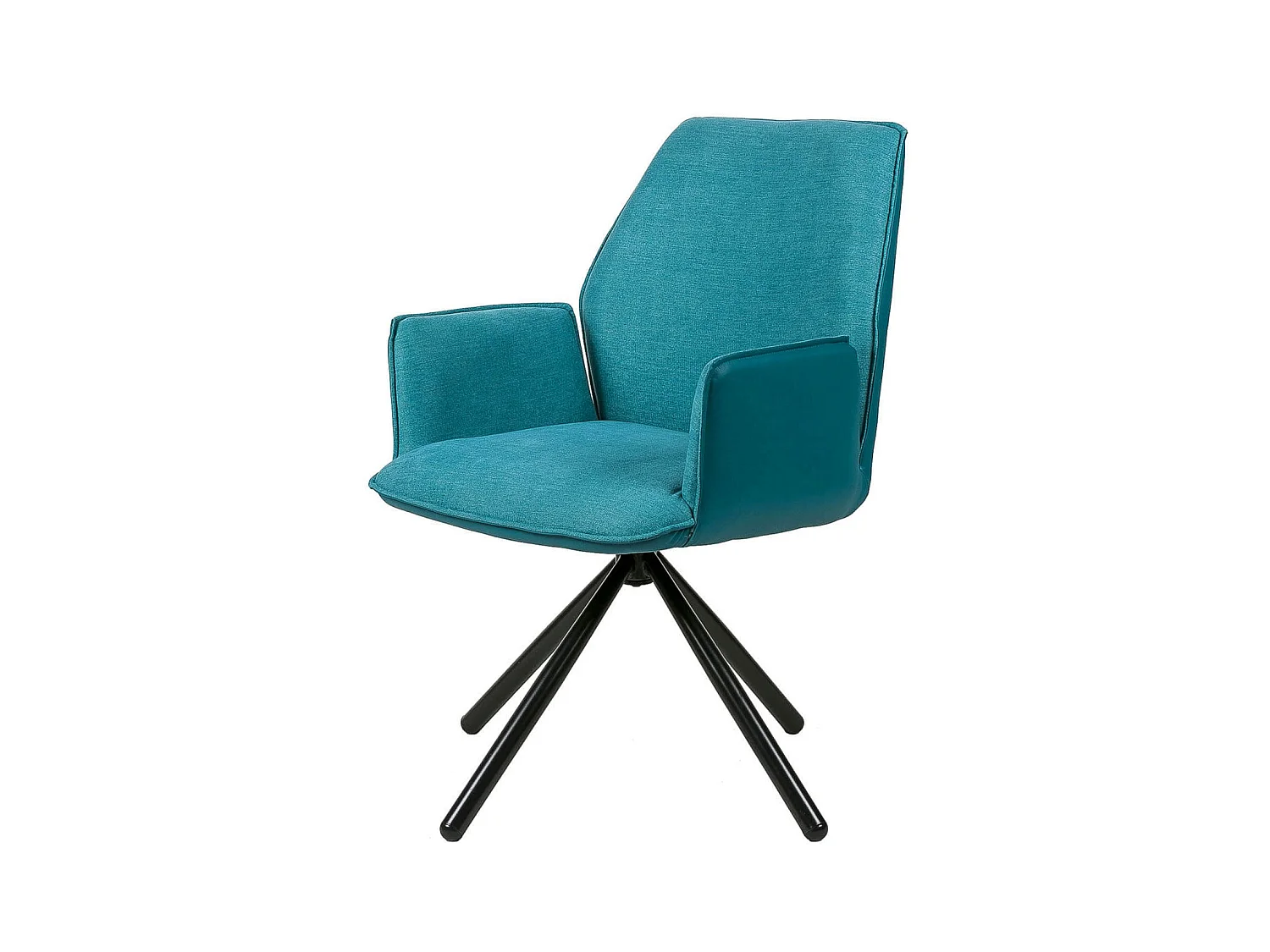 Chaise pivotante à 360º avec accoudoirs tissu bleu et pieds métal noir Larko