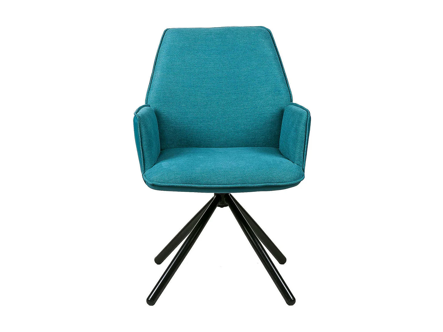 Chaise pivotante à 360º avec accoudoirs tissu bleu et pieds métal noir Larko