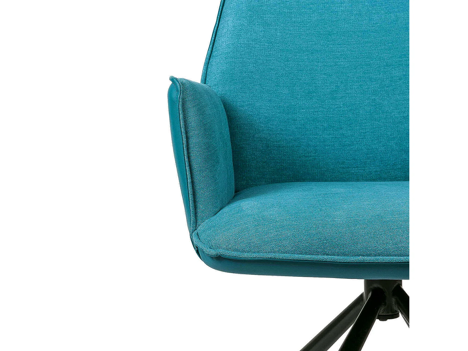 Chaise pivotante à 360º avec accoudoirs tissu bleu et pieds métal noir Larko