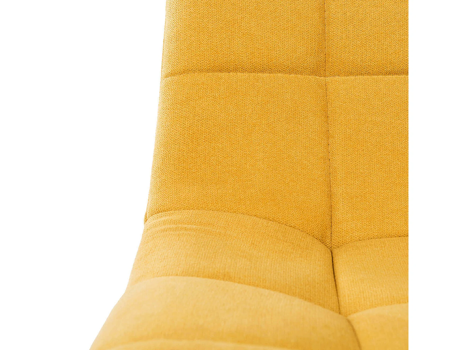 Design stoel in mosterd stof gestoffeerd en zwart metalen poten Livio