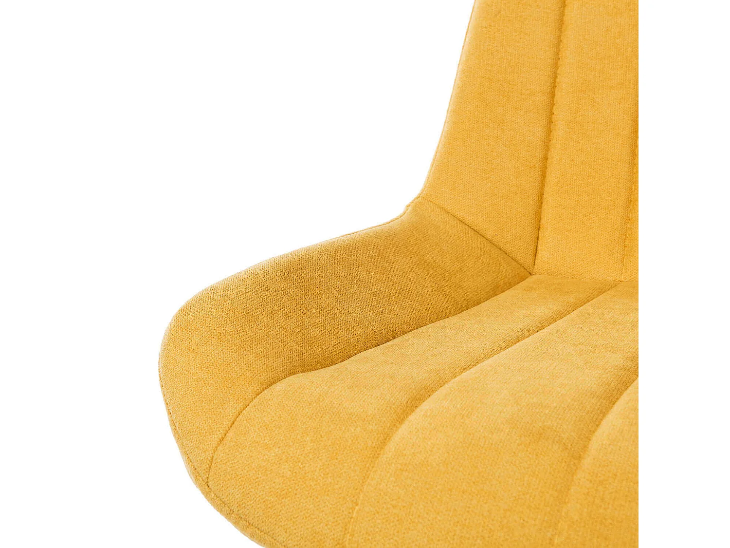 Chaise moderne tissu jaune moutarde matelassé et pieds métal noir Liza