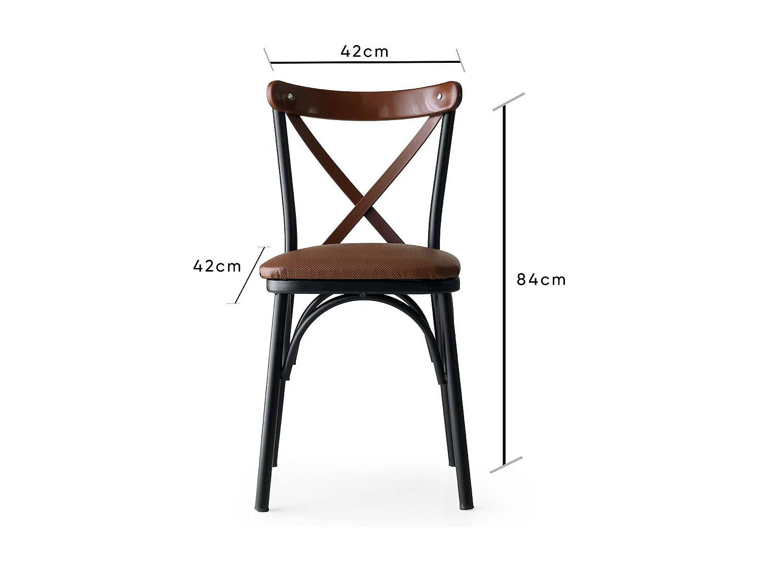 Chaise Kortal en bois et métal - Élégance rustique pour la cuisine-Couleur Marron-Pack de 4