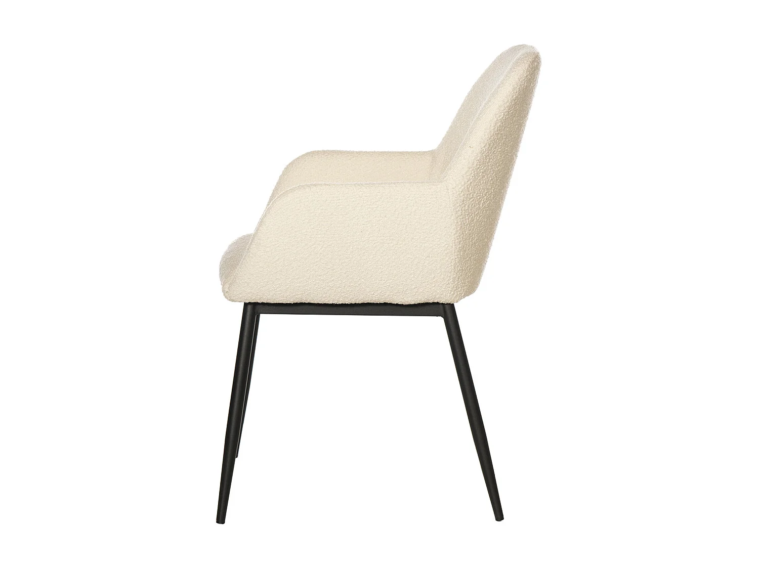 Chaise avec accoudoir tissu effet peau de mouton crème et pieds métal noir Malio