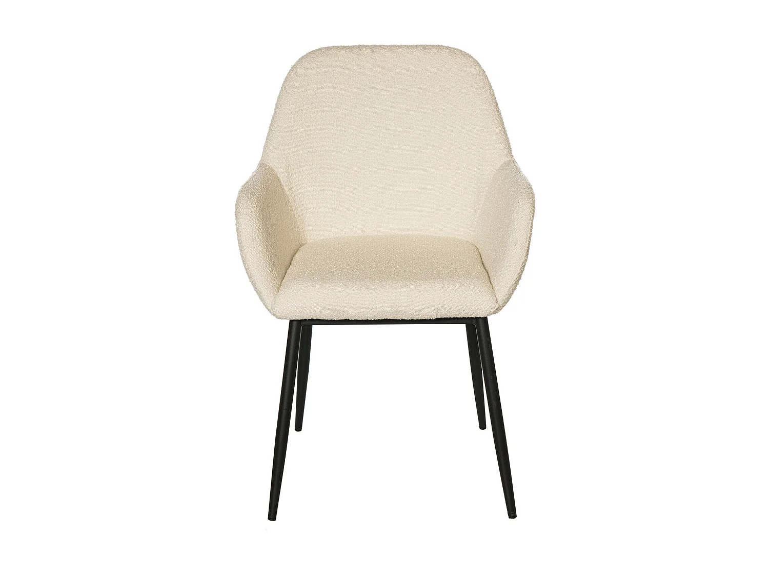 Chaise avec accoudoir tissu effet peau de mouton crème et pieds métal noir Malio