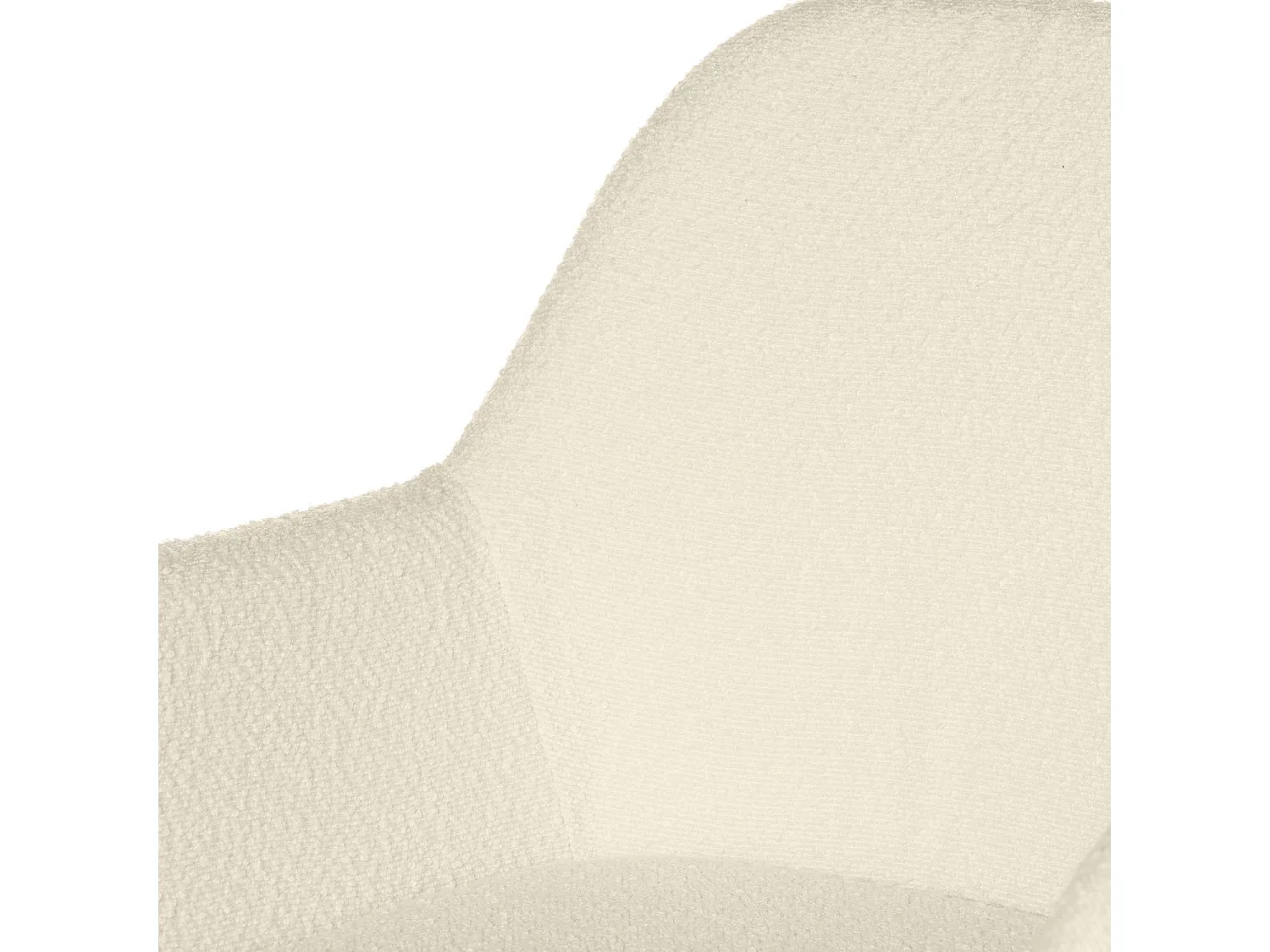 Chaise avec accoudoir tissu effet peau de mouton crème et pieds métal noir Malio