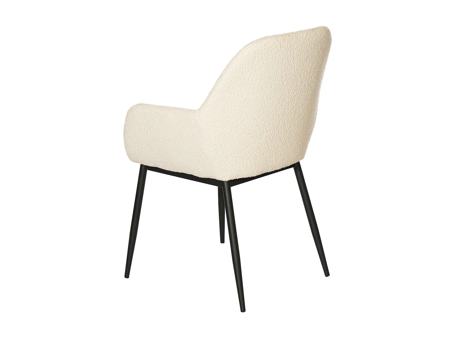 Malio stoel met armleuning van crèmekleurige schapenvachteffect en zwart metalen poten