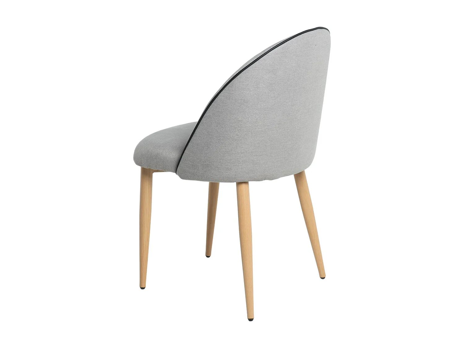 Chaise velours rembourrée avec pieds en métal effet bois Olivia-Couleur Gris clair