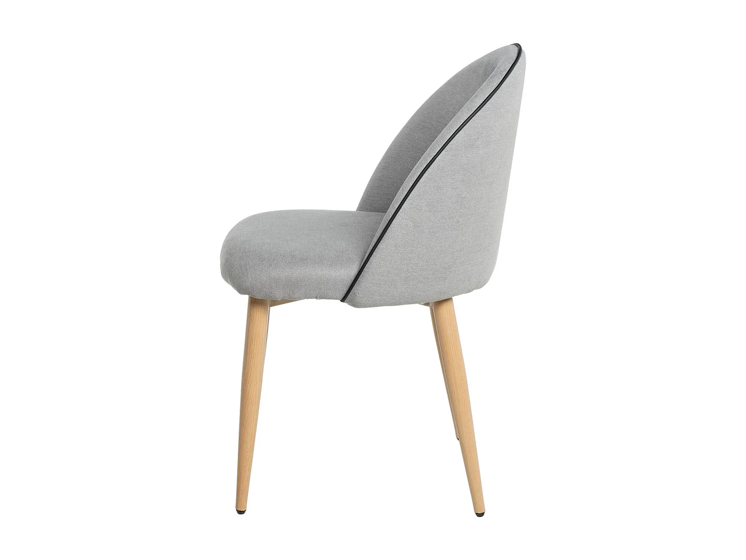 Chaise velours rembourrée avec pieds en métal effet bois Olivia-Couleur Gris clair
