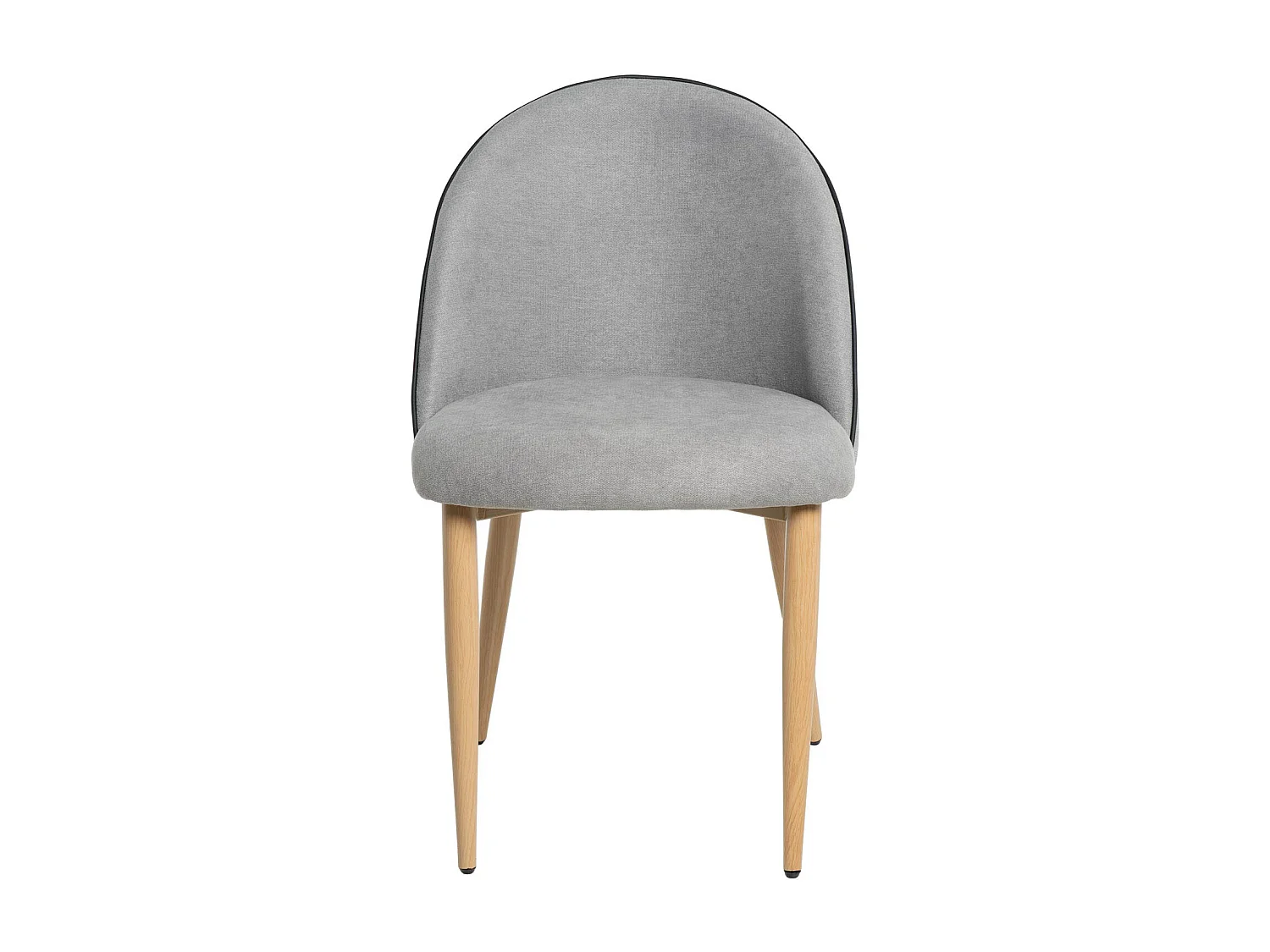 Chaise velours rembourrée avec pieds en métal effet bois Olivia-Couleur Gris clair