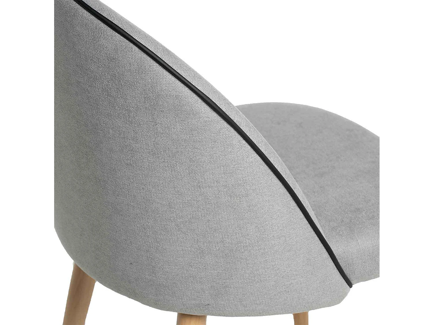 Chaise velours rembourrée avec pieds en métal effet bois Olivia-Couleur Gris clair
