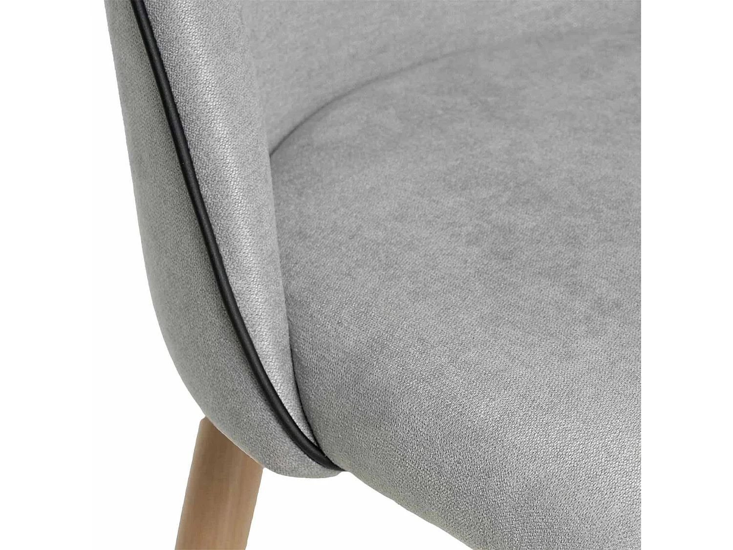 Chaise velours rembourrée avec pieds en métal effet bois Olivia-Couleur Gris clair