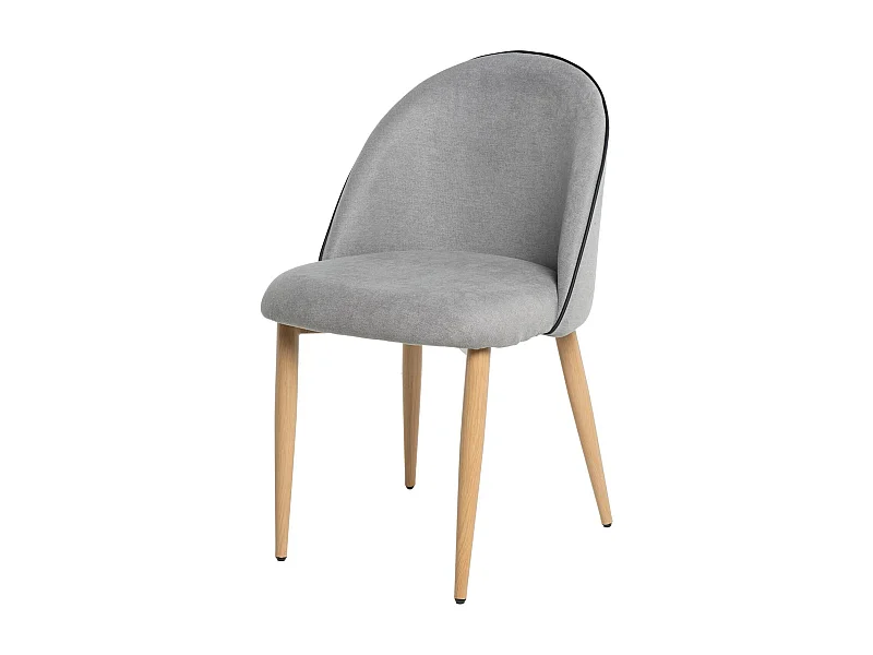 Chaise velours rembourrée avec pieds en métal effet bois Olivia-Couleur Gris clair
