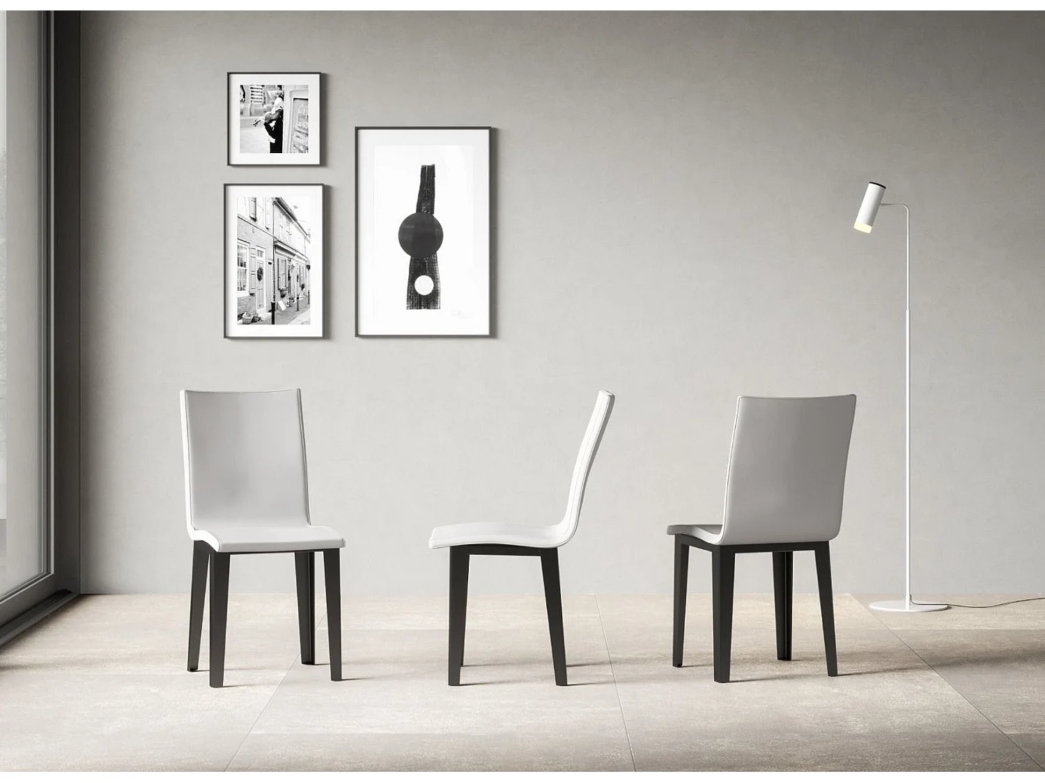 Silla Sofy moderna de piel sintética y patas de metal antracita-Color Blanco