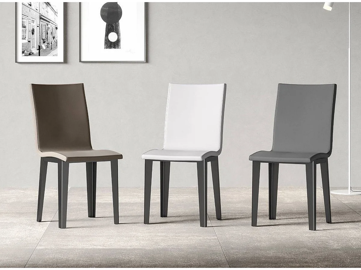 Chaise moderne simili cuir et pieds métal anthracite Sofy-Couleur Blanc