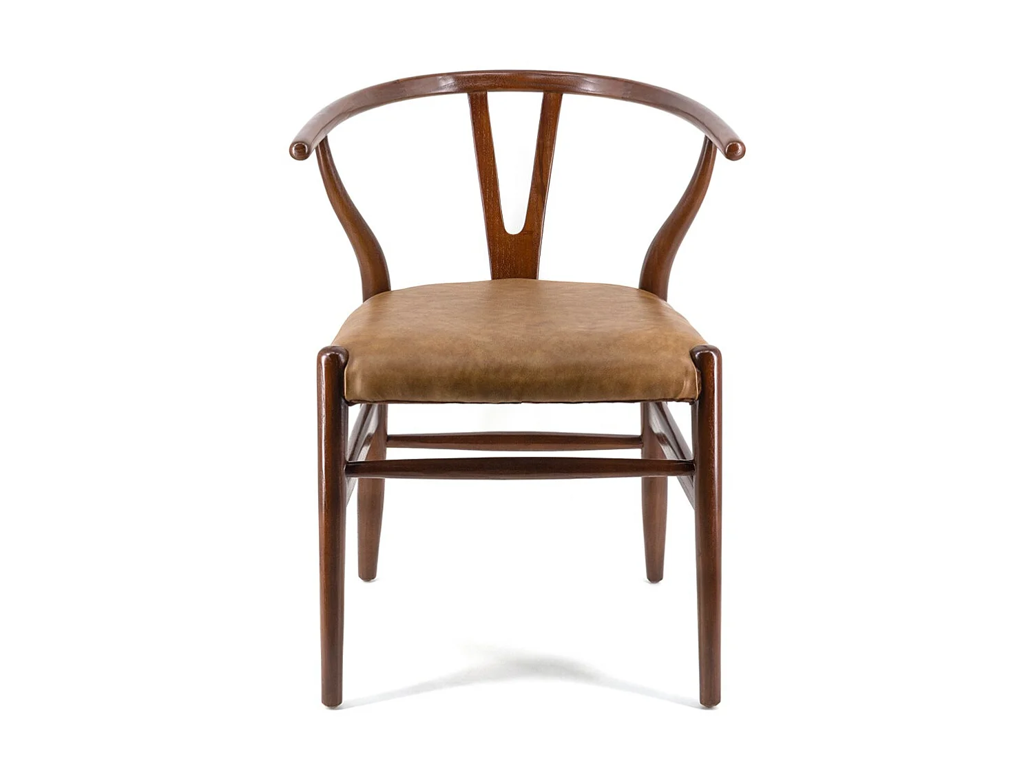 Chaise en bois massif marron et assise en cuir Kuiza