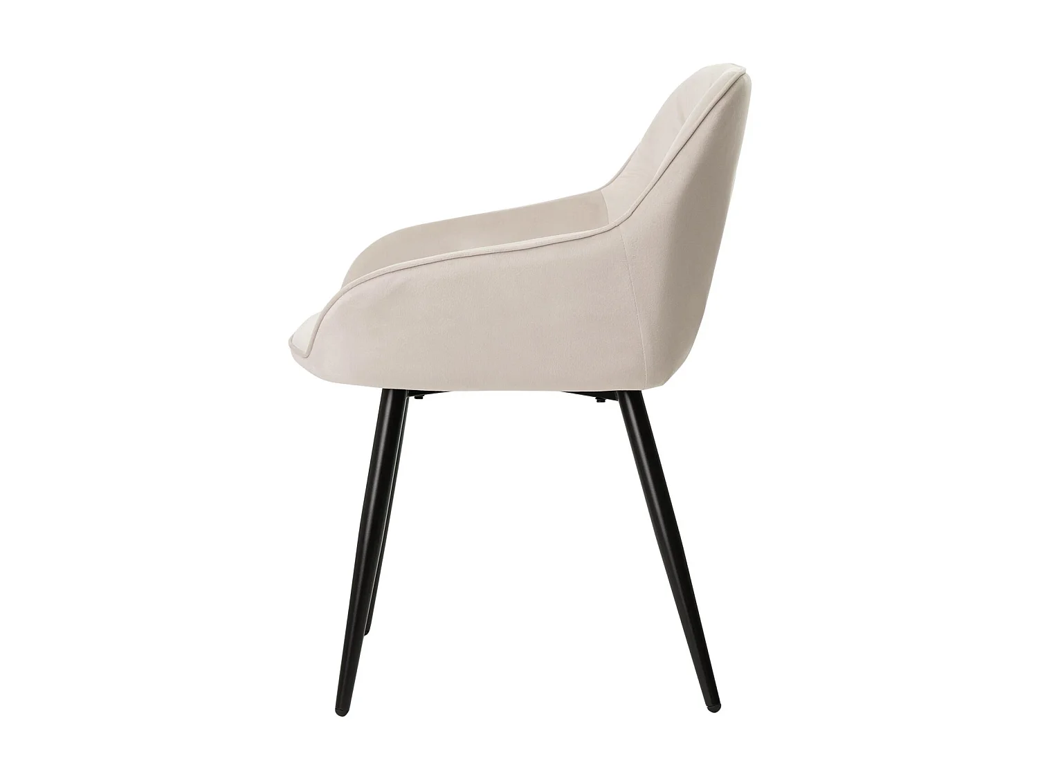 Blako stoel met lichtbeige fluwelen armleuning en zwart metalen poten