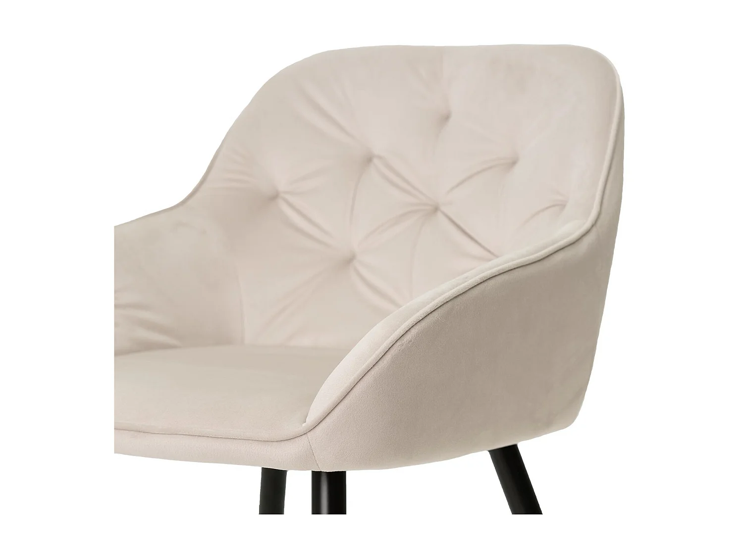 Blako stoel met lichtbeige fluwelen armleuning en zwart metalen poten