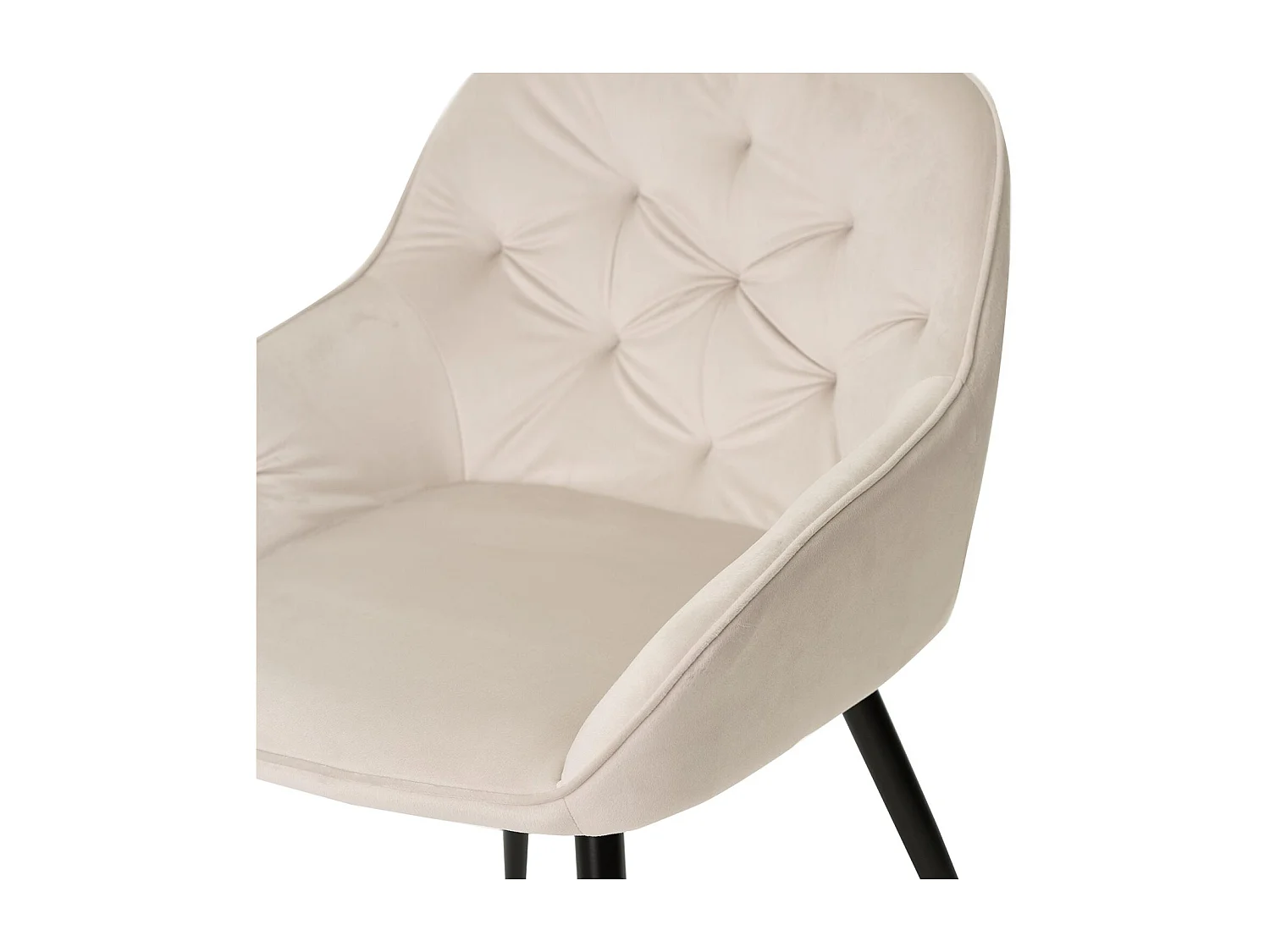 Blako stoel met lichtbeige fluwelen armleuning en zwart metalen poten