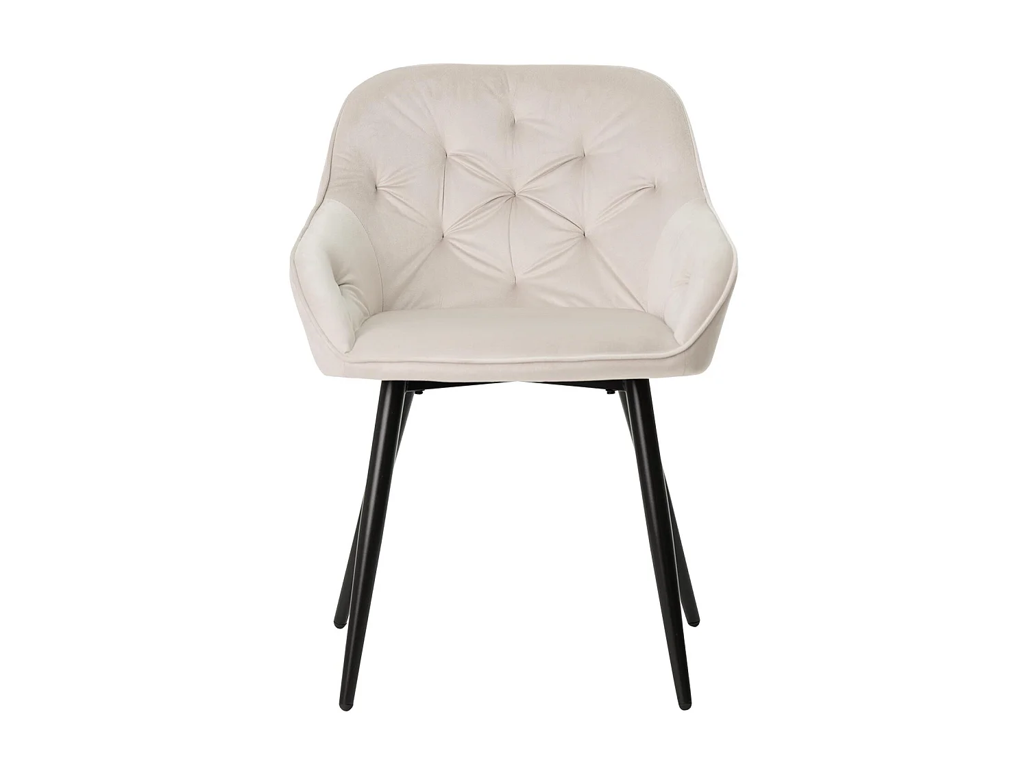 Blako stoel met lichtbeige fluwelen armleuning en zwart metalen poten