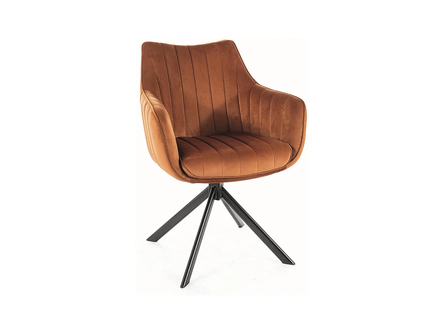 Chaise de salle à manger pivotante à 180° velours et acier noir Binka-Couleur Orange brûlé